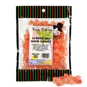 Asia Trans & Co. Li Hing Mui Rock Candy - Sweet Hawaiian Treats, Flavored with Asian Plum Powder - Authentic Island Flavors for Sugar Cravings - Pink-Colored Buffet, Party, Movie Snacks - 10oz. Bag