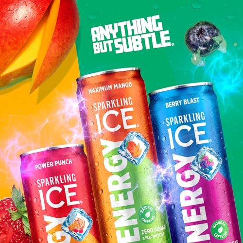 Sparkling Ice +Energy Maximum Mango 12Pk. Energy Drinks with Vitamins + Antioxidants, Zero Sugar. 12 fl oz cans. - Image 7