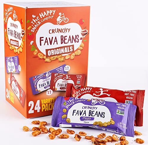 The Happy Snack Company Fava Beans Variety Pack 24 x 1 oz (Smoky BBQ Flavor and Pizza Flavor).Gluten free. Nut free. Dairy free. Non-GMO and Vegan. 5g Protein & 130 Cals. - Image 2
