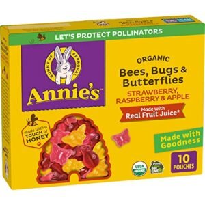Annie's Organic Bees, Bugs, and Butterflies Fruit Flavored Snacks, Easter Basket Stuffers, 10 Pouches, 7 oz