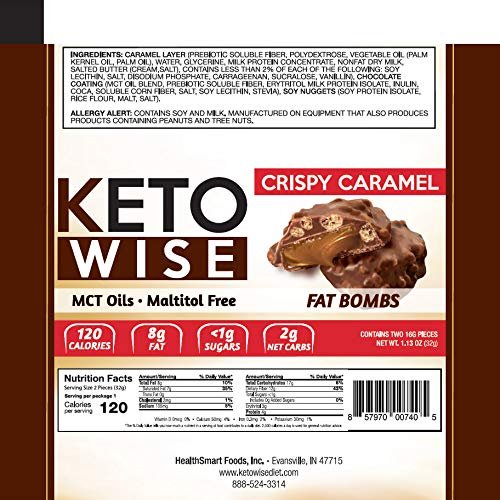 Keto Wise Fat Bombs - Crispy Caramels - 16 packs 32g each - Image 3