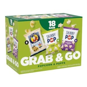 SkinnyPop Popcorn & Puffs Variety Multipack, SkinnyPop Original and Kettle Corn, and Pirate's Booty, Gluten-Free, Individually Sized Snack Bags, (18 Count)