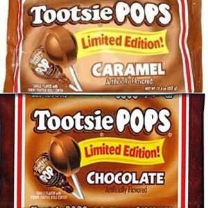 Caramel and Chocolate Tootsie Pops Limited Edition 2-pack Flavor Bundle, 1 pounds